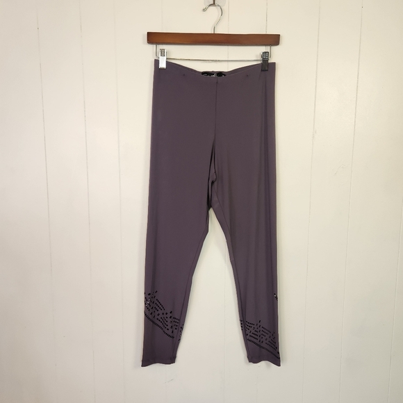 Sympli Deco Capri Pants Womens Size 6 Slim Leg Purple High Rise Stretch Pull On - Picture 2 of 10